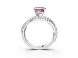 White gold Fancy Pink Princess  Solitaire Twist Band with Pavé Setting and Four-Prong Setting_3