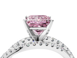 White gold Fancy Pink Princess  Solitaire Twist Band with Pavé Setting and Four-Prong Setting_4