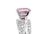 White gold Fancy Pink Princess  Solitaire Twist Band with Pavé Setting and Four-Prong Setting_5