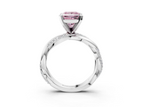 White gold Fancy Pink Princess  Solitaire Twist Band with Pave Prong Setting_3