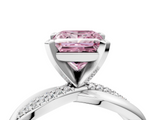 White gold Fancy Pink Princess  Solitaire Twist Band with Pave Prong Setting_4