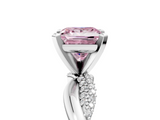 White gold Fancy Pink Princess  Solitaire Twist Band with Pave Prong Setting_5