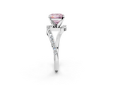 White gold Fancy Pink Princess  Solitaire Twist Band with Pave Set Diamonds and Four-Prong Setting_2