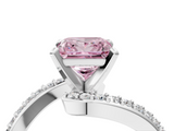 White gold Fancy Pink Princess  Solitaire Twist Band with Pave Set Diamonds and Four-Prong Setting_4