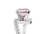 White gold Fancy Pink Princess  Solitaire Twist Band with Pave Set Diamonds and Four-Prong Setting_5