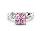 White gold Fancy Pink Princess  Solitaire Twisted Band Prong Set Engagement Ring_63