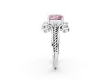 White gold Fancy Pink Princess  Solitaire Twisted Band Scroll Prong Ring_5