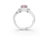 White gold Fancy Pink Princess  Solitaire Twisted Band Scroll Prong Ring_6