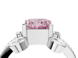 White gold Fancy Pink Princess  Solitaire Twisted Band Scroll Prong Ring_7