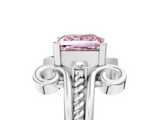 White gold Fancy Pink Princess  Solitaire Twisted Band Scroll Prong Ring_8