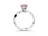 White gold Fancy Pink Princess  Solitaire Twisted Band with Bead Prong Setting_32