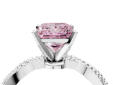 White gold Fancy Pink Princess  Solitaire Twisted Band with Bead Prong Setting_33