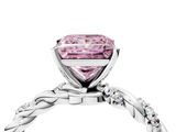 White gold Fancy Pink Princess  Solitaire Twisted Band with Pavé Accents and Four-Prong Setting_4