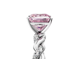 White gold Fancy Pink Princess  Solitaire Twisted Band with Pavé Accents and Four-Prong Setting_5