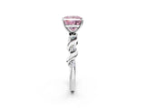 White gold Fancy Pink Princess  Solitaire Twisted Band with Prong Setting 3