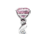 White gold Fancy Pink Princess  Solitaire Twisted Band with Prong Setting