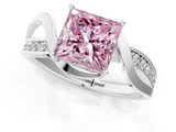 White gold Fancy Pink Princess  Solitaire Twisted Band with Prong Setting_4