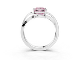 White gold Fancy Pink Princess  Solitaire Twisted Band with Prong Setting_6