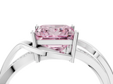 White gold Fancy Pink Princess  Solitaire Twisted Band with Prong Setting_7