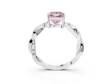 White gold Fancy Pink Princess  Solitaire Twisted Pave Diamond Ring with Four-Prong Setting_15