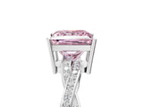 White gold Fancy Pink Princess  Solitaire Twisted Pave Diamond Ring with Four-Prong Setting_17