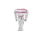 White gold Fancy Pink Princess  Solitaire Twisted Pave Diamond Ring with Four-Prong Setting_194