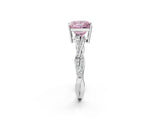 White gold Fancy Pink Princess  Solitaire Twisted Pave Diamond Ring with Four-Prong Setting_202