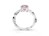 White gold Fancy Pink Princess  Solitaire Twisted Pave Diamond Ring with Four-Prong Setting_203