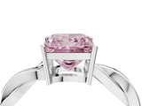 White gold Fancy Pink Princess  Solitaire Twisted Pave Diamond Ring with Four-Prong Setting_204