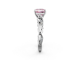 White gold Fancy Pink Princess  Solitaire Vine Band with Milgrain Prong Setting_5