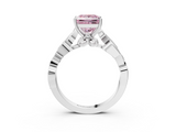 White gold Fancy Pink Princess  Solitaire Vine Band with Milgrain Prong Setting_6