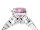 White gold Fancy Pink Princess  Solitaire Vine Band with Milgrain Prong Setting_7