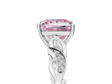 White gold Fancy Pink Princess  Solitaire Vine Band with Milgrain Prong Setting_8