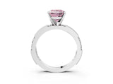 White gold Fancy Pink Princess  Solitaire with Pavé Band and Four-Prong Setting_31