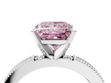 White gold Fancy Pink Princess  Solitaire with Pavé Band and Four-Prong Setting_33