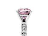 White gold Fancy Pink Princess  Solitaire with Pavé Band and Four-Prong Setting_34