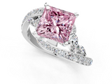 White gold Fancy Pink Princess  Solitaire with Pavé Twist Band and Four-Prong Setting_1
