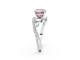 White gold Fancy Pink Princess  Solitaire with Pavé Twist Band and Four-Prong Setting_2