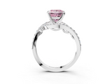 White gold Fancy Pink Princess  Solitaire with Pavé Twist Band and Four-Prong Setting_3