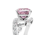 White gold Fancy Pink Princess  Solitaire with Pavé Twist Band and Four-Prong Setting_5