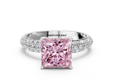White gold Fancy Pink Princess  Solitaire with Pave Band and Four-Prong Setting_3