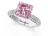 White gold Fancy Pink Princess  Solitaire with Pave Band and Four-Prong Setting_4