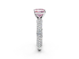 White gold Fancy Pink Princess  Solitaire with Pave Band and Four-Prong Setting_5