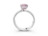 White gold Fancy Pink Princess  Solitaire with Pave Band and Four-Prong Setting_6