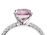 White gold Fancy Pink Princess  Solitaire with Pave Band and Four-Prong Setting_7