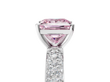 White gold Fancy Pink Princess  Solitaire with Pave Band and Four-Prong Setting_8