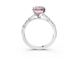 White gold Fancy Pink Princess  Solitaire with Side Baguettes and Channel Set Band_3