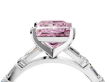 White gold Fancy Pink Princess  Solitaire with Side Baguettes and Channel Set Band_4