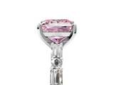 White gold Fancy Pink Princess  Solitaire with Side Baguettes and Channel Set Band_5