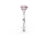 White gold Fancy Pink Princess  Solitaire with Tapered Baguette Side Stones on a Classic Band with Four-Prong Setting_2